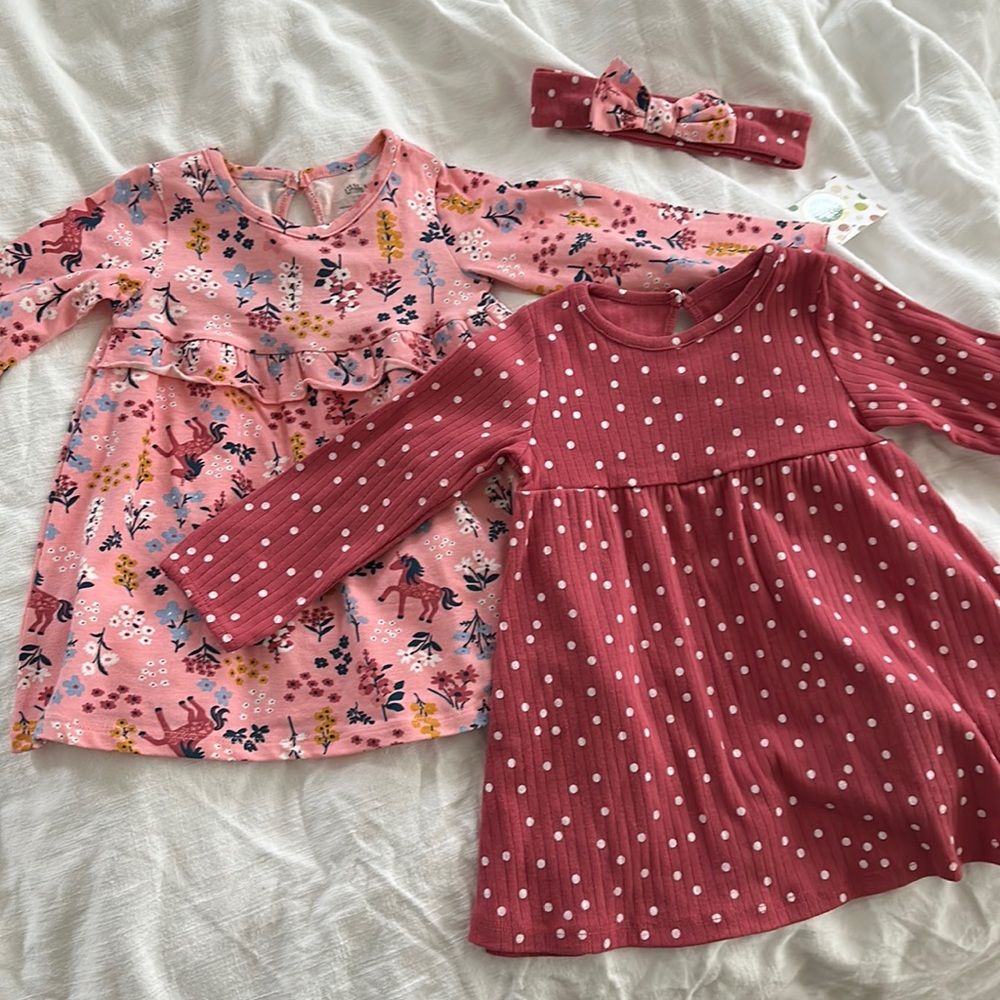 NWT little me two dress set w/headband